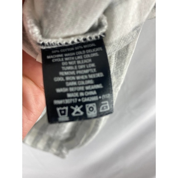 Joe’s Jeans t-shirt striped rolled sleeve Grey white Size Small - Picture 7 of 9